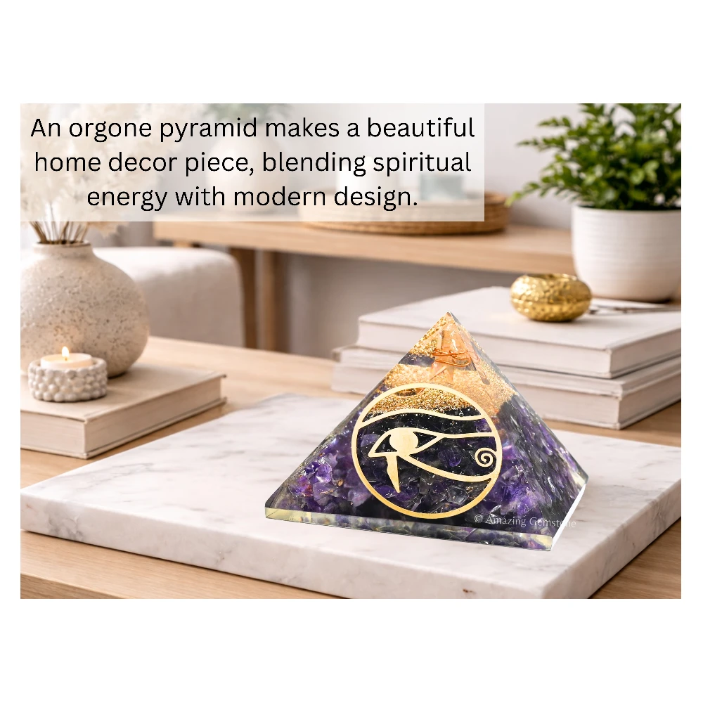 Amethyst Orgone Pyramid - Eye of Horus