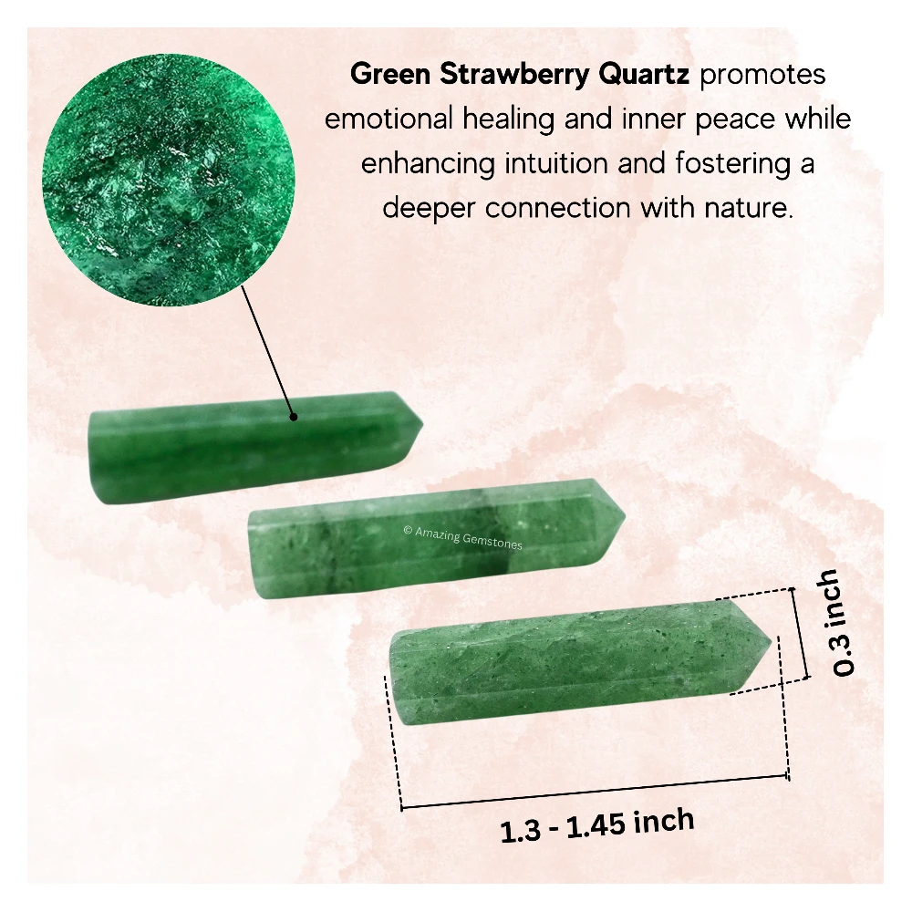 Green Strawberry Quartz Pencil Points (Set of 10)