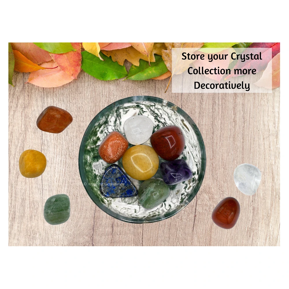 Moss Agate Crystal Bowl - 2 Inch