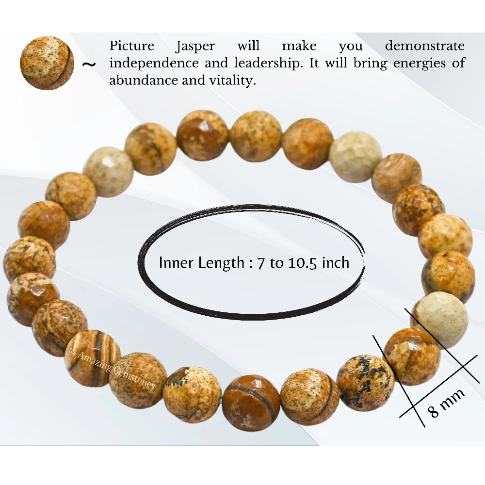 Picture Jasper Bracelet (Faceted-Stretchable)