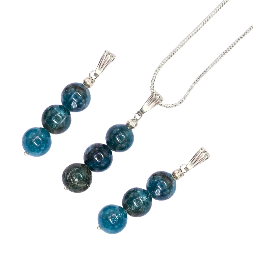 Apatite Bead Pendant (Silver)