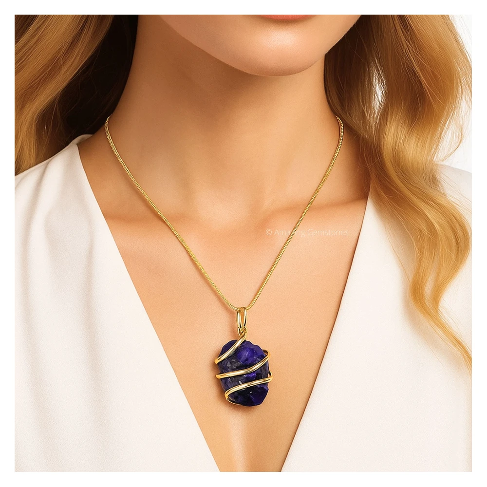 Amethyst Necklace - Raw Crystal (Gold)