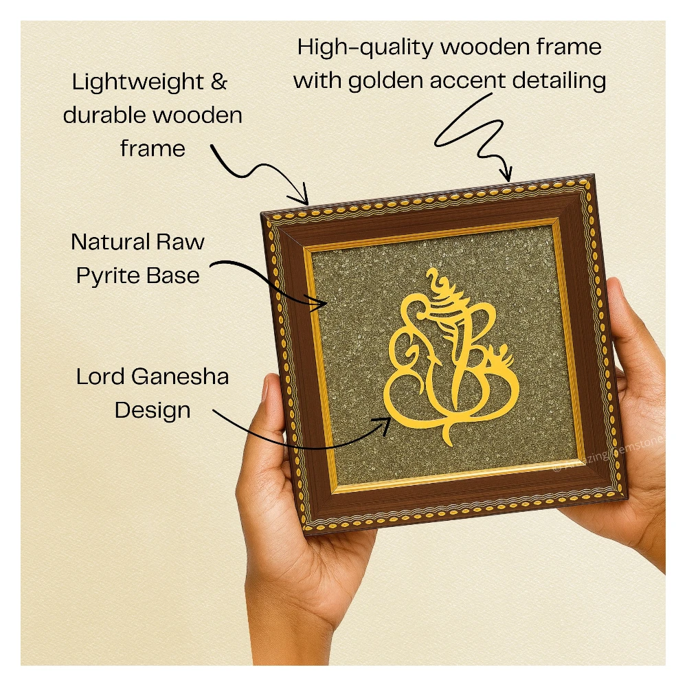 Authentic Pyrite Frame – Vastu Decor (Ganesha)