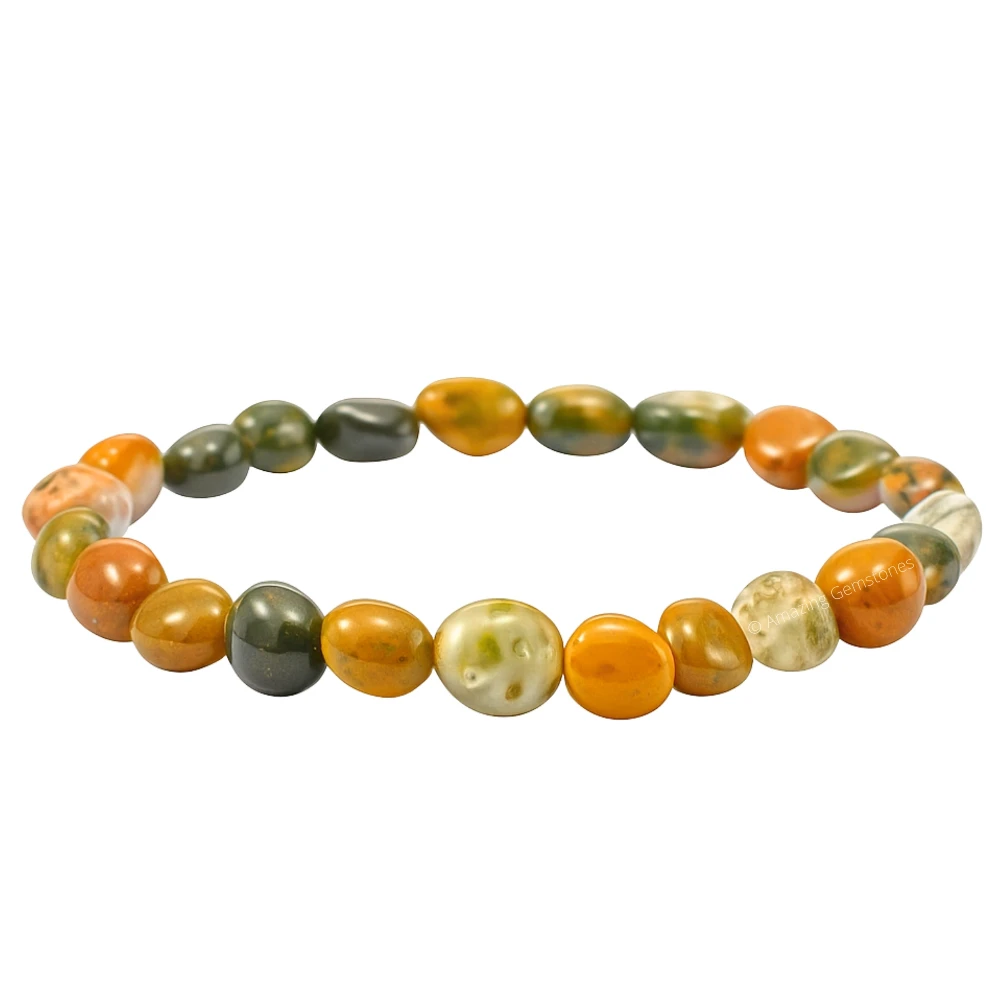 Fancy Jasper Tumbled Stone Bracelet (Stretchable)