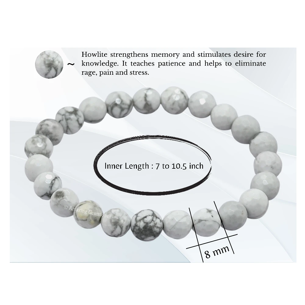 Howlite Bracelet (Faceted-Stretchable)