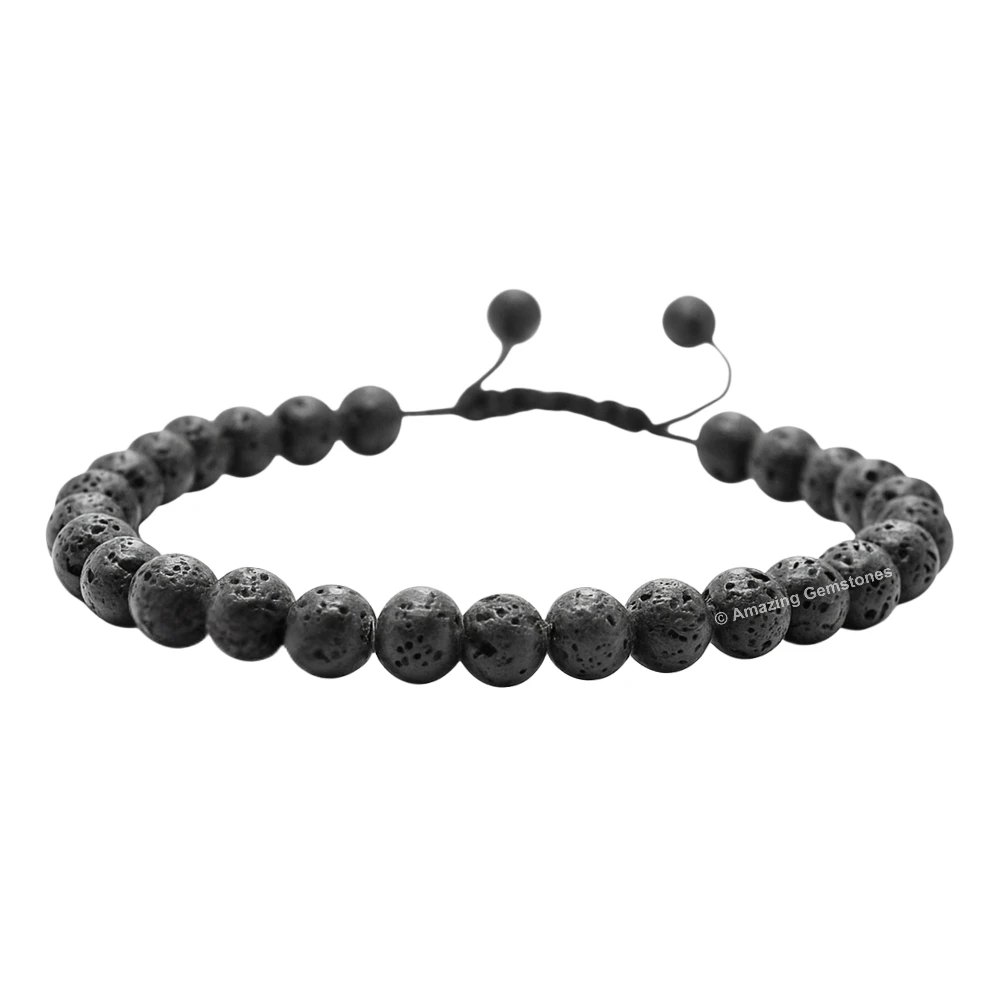 Lava Stone Healing Crystal Bracelets - 6mm Beads (Adjustable)