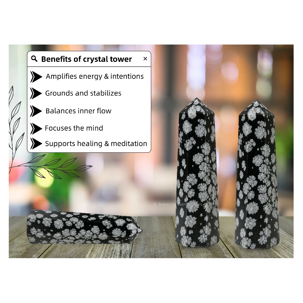 Snowflake Obsidian Tower (3-4 INCH)