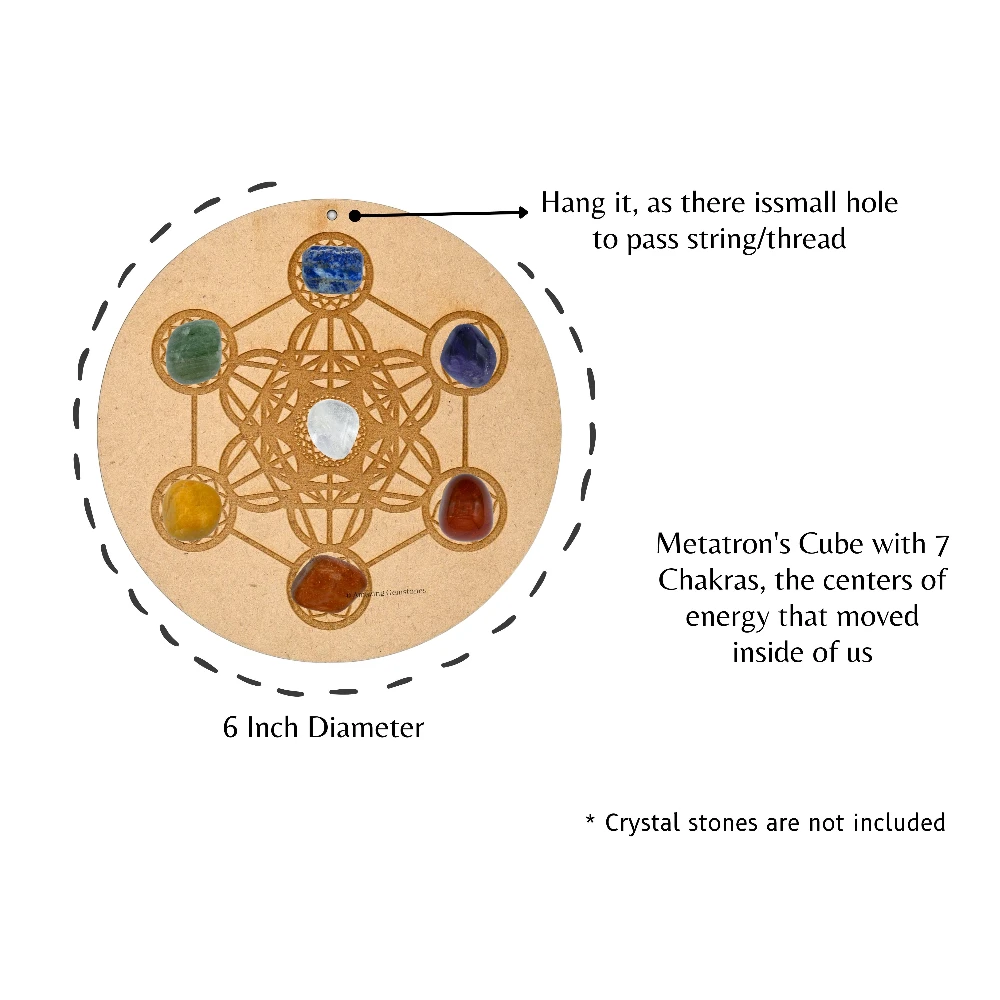 Wooden Crystal Grid Sacred Geometry - Chakra Metatron Cube (6 Inch)