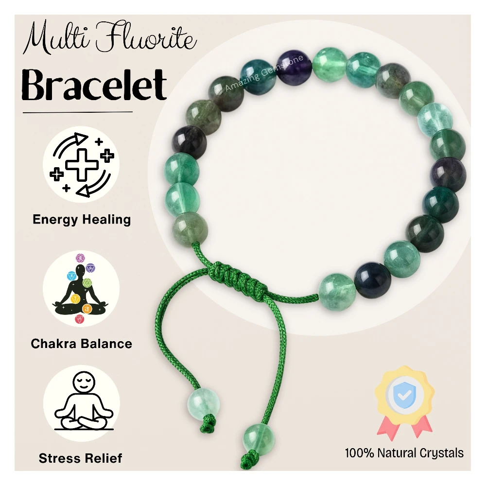 Multi Fluorite Bracelet (Adjustable)