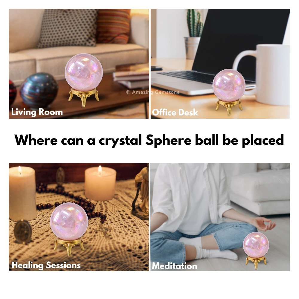 Angel Aura Rose Quartz Sphere (1.5 Inch)