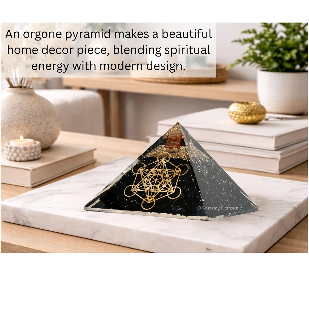Shungite Orgone Pyramid - Metatron Cube