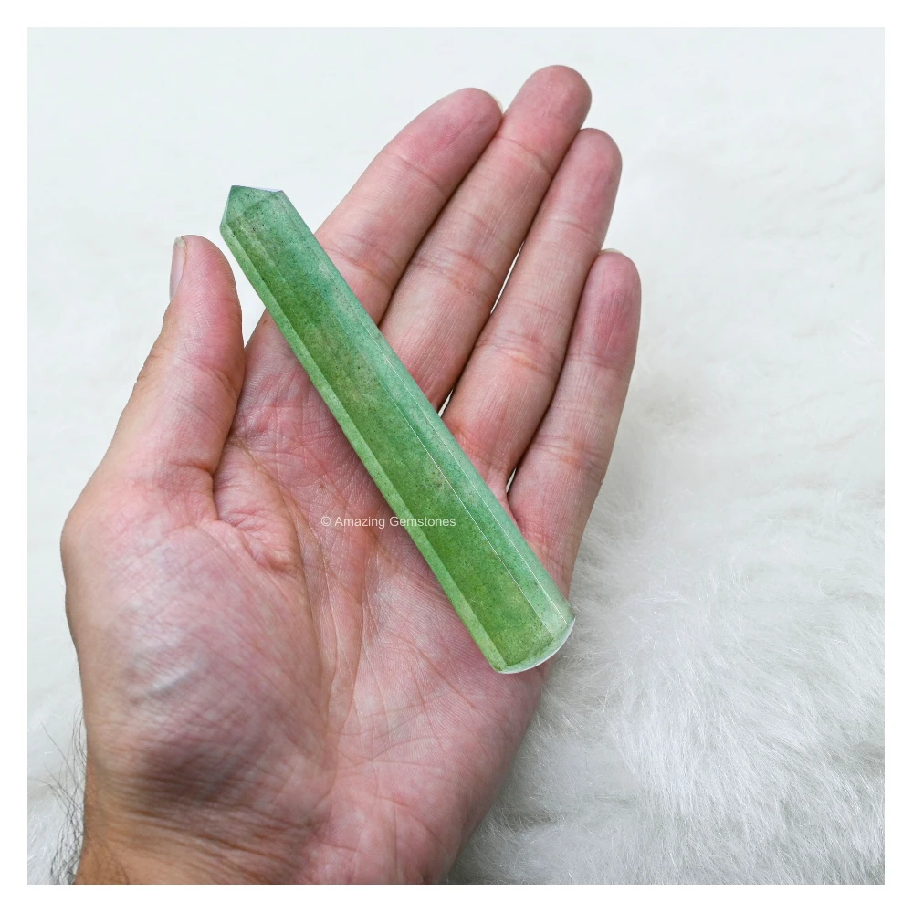 Green Strawberry Quartz Wand (Faceted)