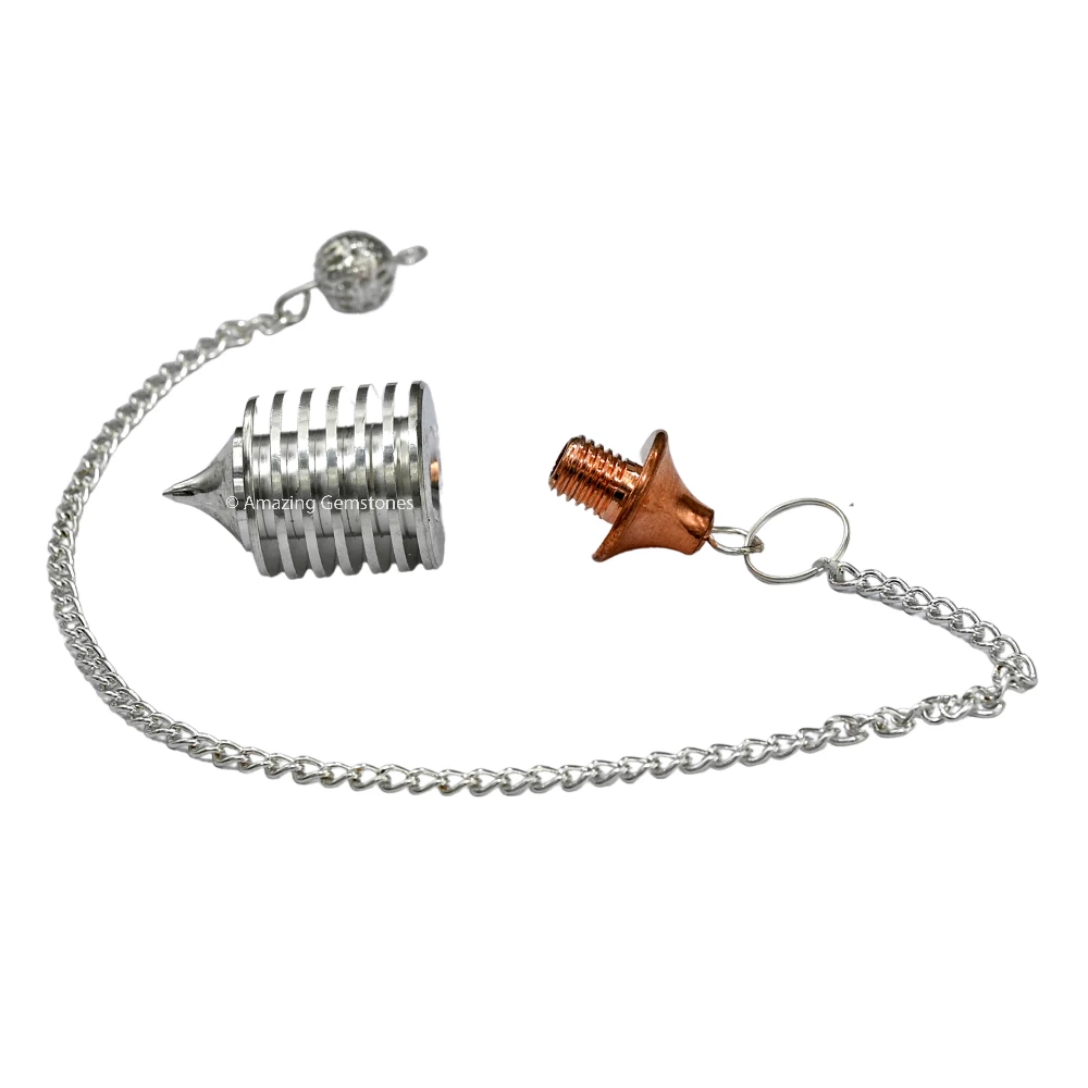Copper Metal Pendulum - Silver Vertical Hard Coil with Copper Head (MP69)