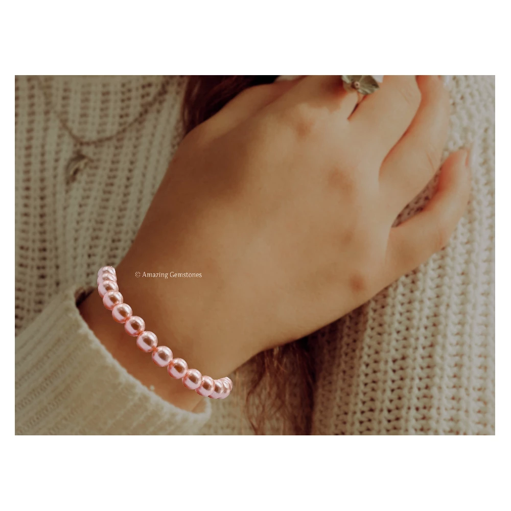 Peach Pearl Bracelet (Strechable)