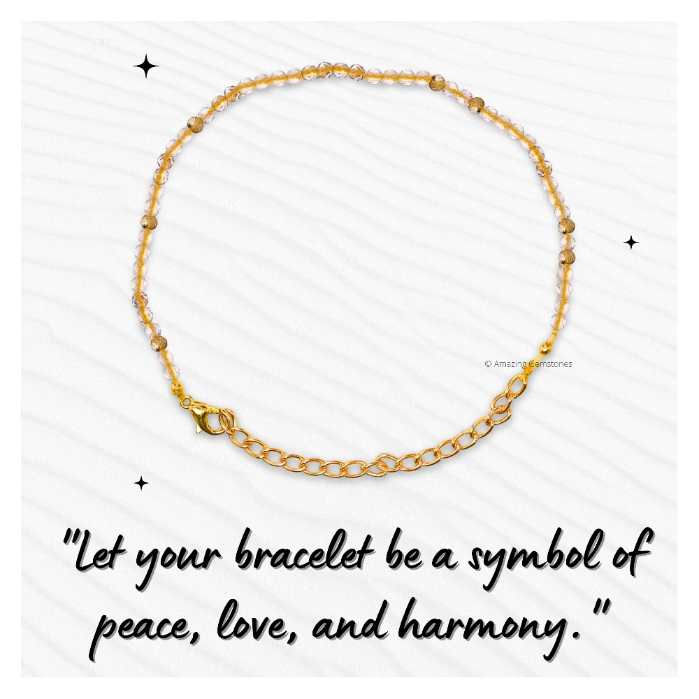 Golden Rutilated Quartz Crystal Bracelet - 2mm Faceted Bead (Gold)