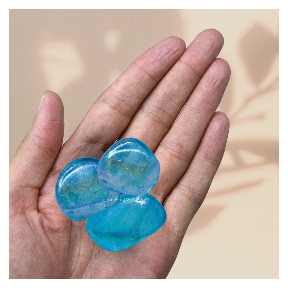 Tumbled Aqua Aura Quartz Crystals (1 oz)