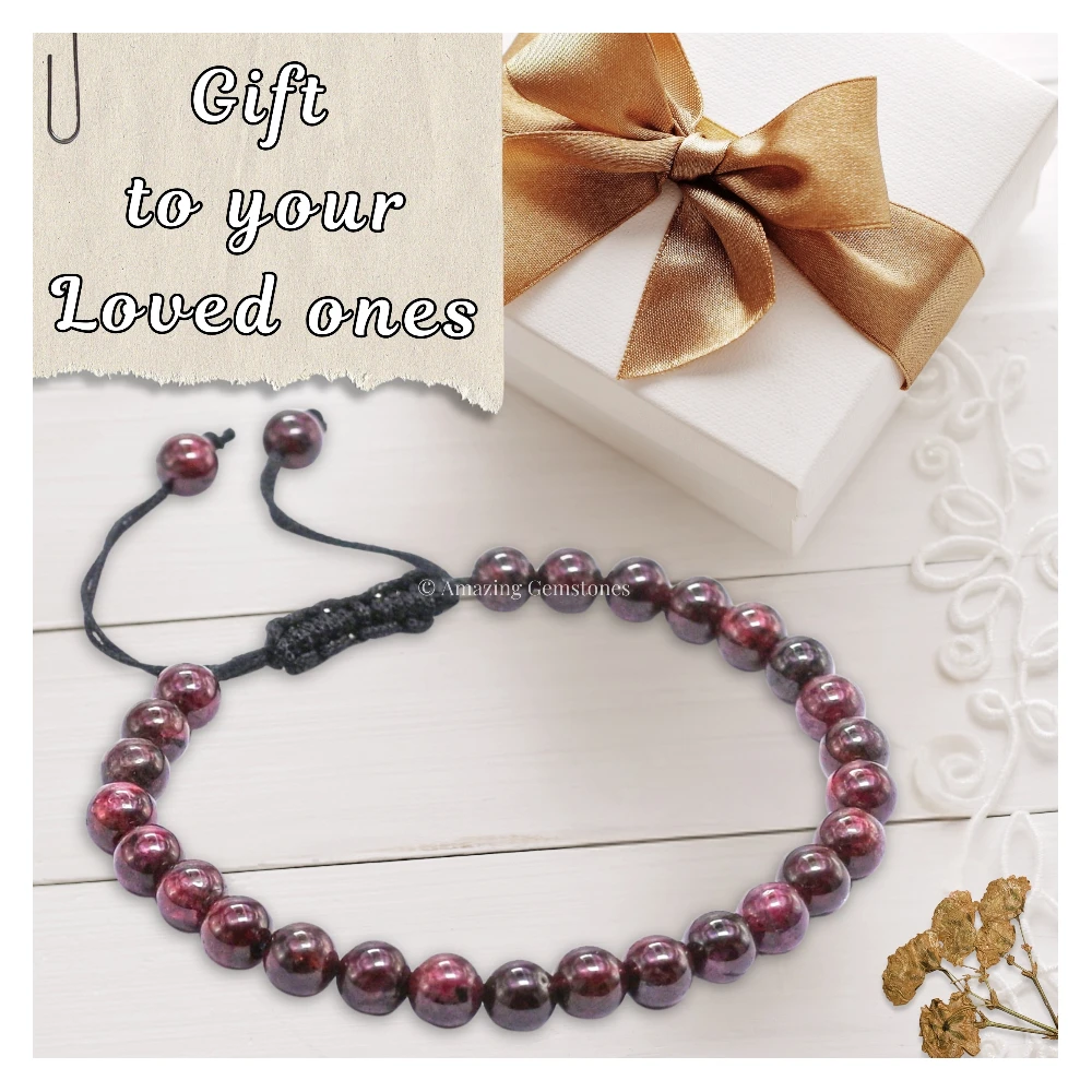 Garnet Healing Crystal Bracelets - 6mm Beads (Adjustable)