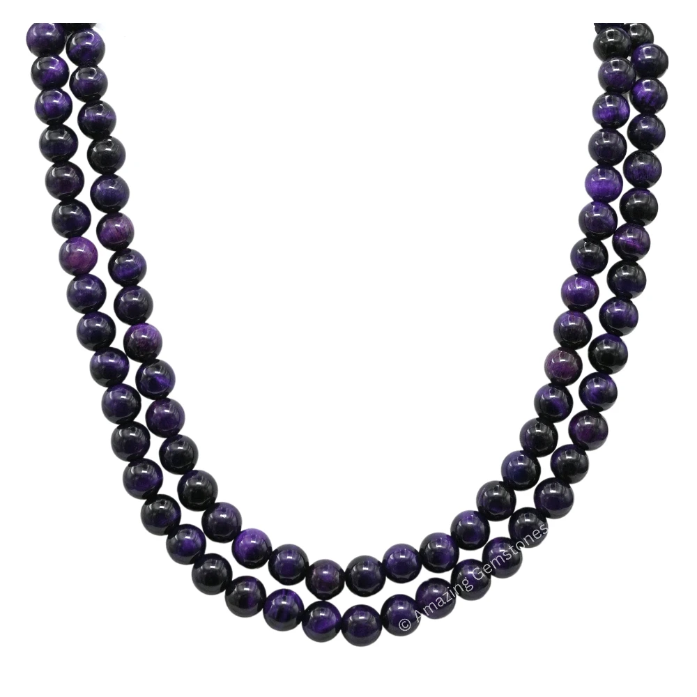Purple Tiger Cats Eye Mala (Without Knot)