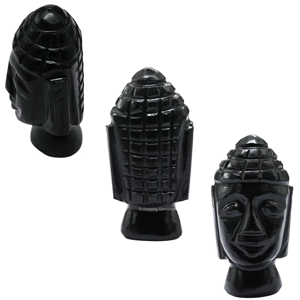 Black Obsidian Buddha Head