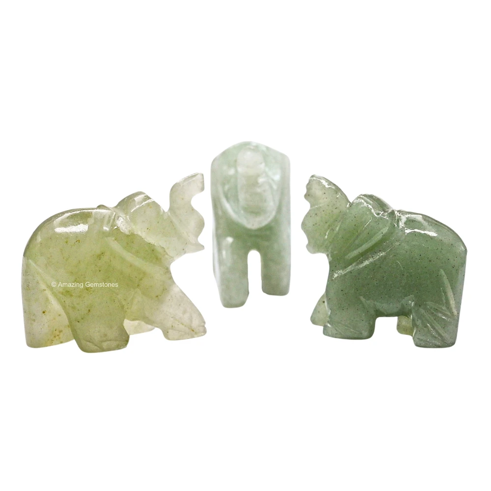 Green Aventurine Mini Elephant Crystal Figurine