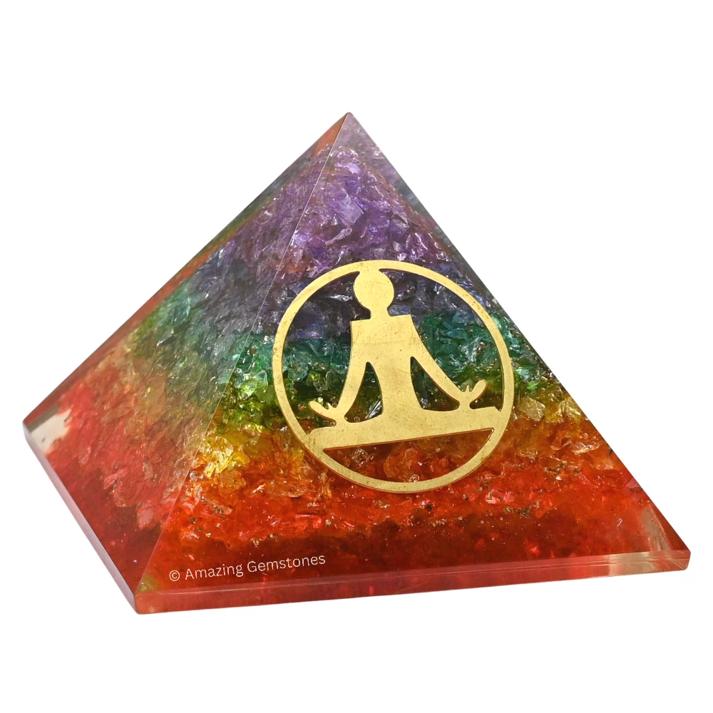 Chakra Onyx Orgone Pyramid - Buddha