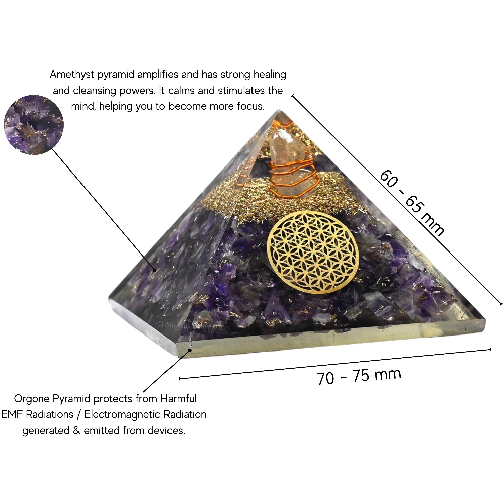 Amethyst Orgone Pyramid - Flower of Life