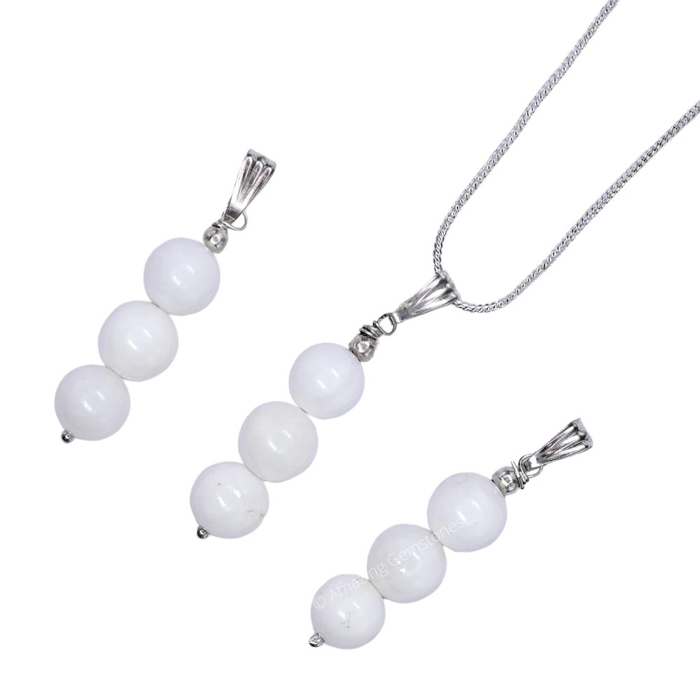 Mother of Pearl Bead Pendant (Silver)