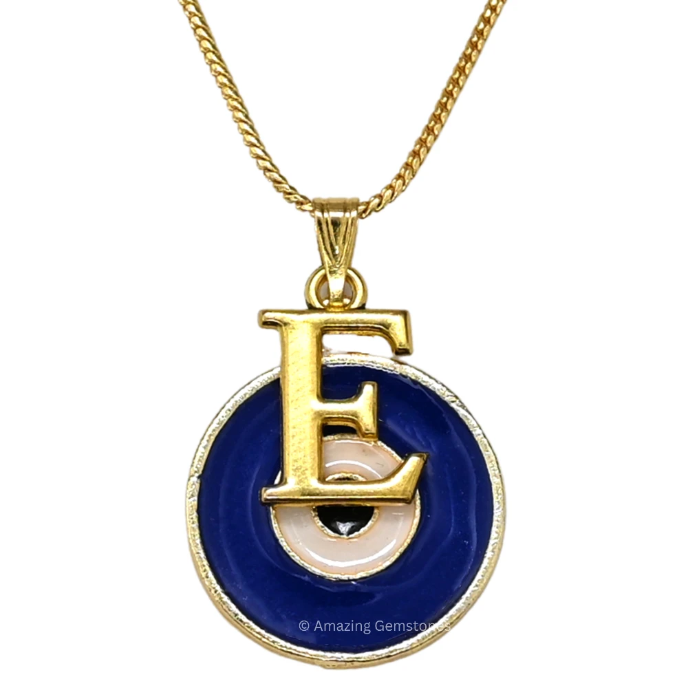 Evil Eye Pendant Necklace with E Initial