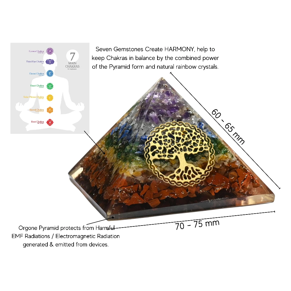 Natural Chakra Orgone Pyramid - Tree of Life
