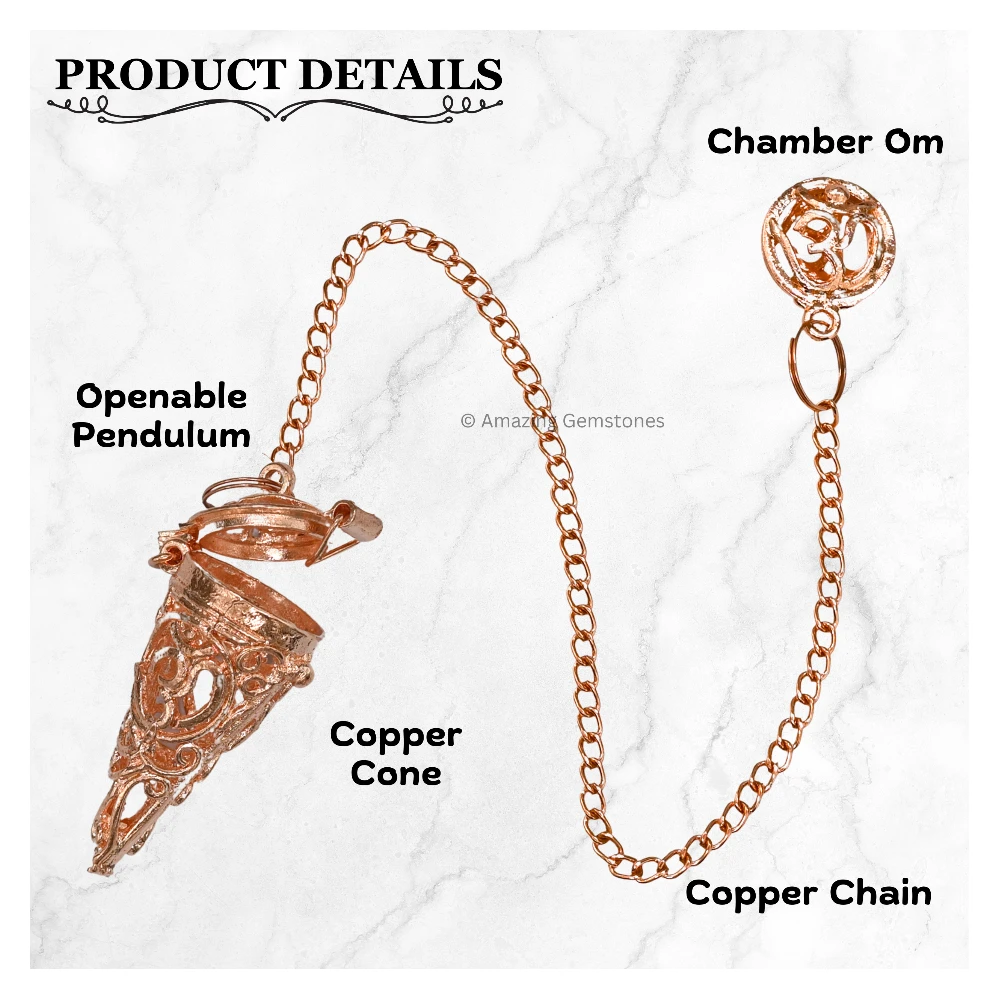 Copper Metal Pendulum - Copper Cone Chamber Om (MP105)