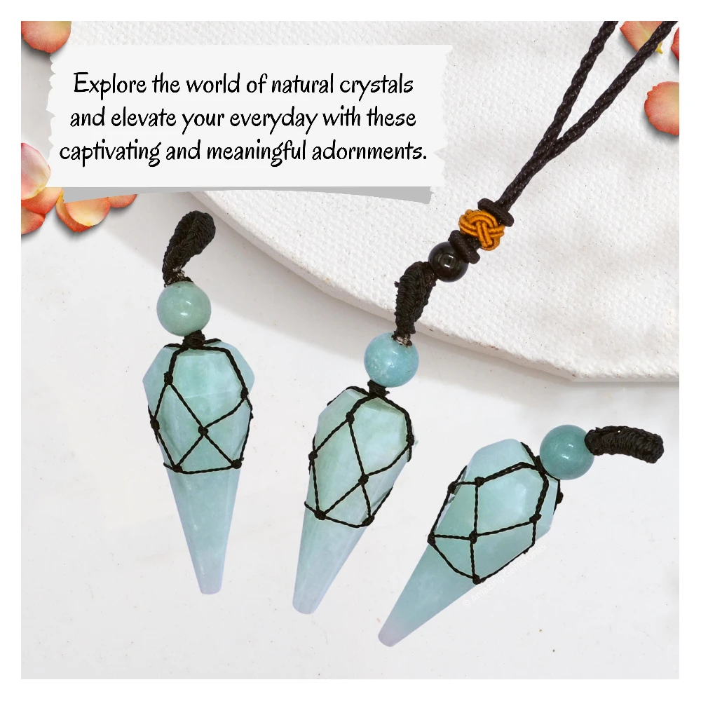 Amazonite Pendulum Pendant Necklace (Macrame)