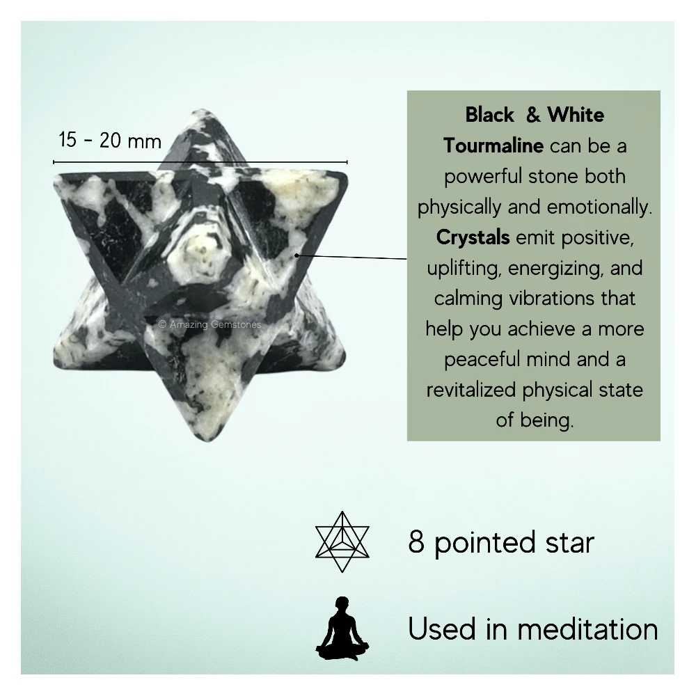 Black & White Tourmaline Merkaba (15-20 mm)