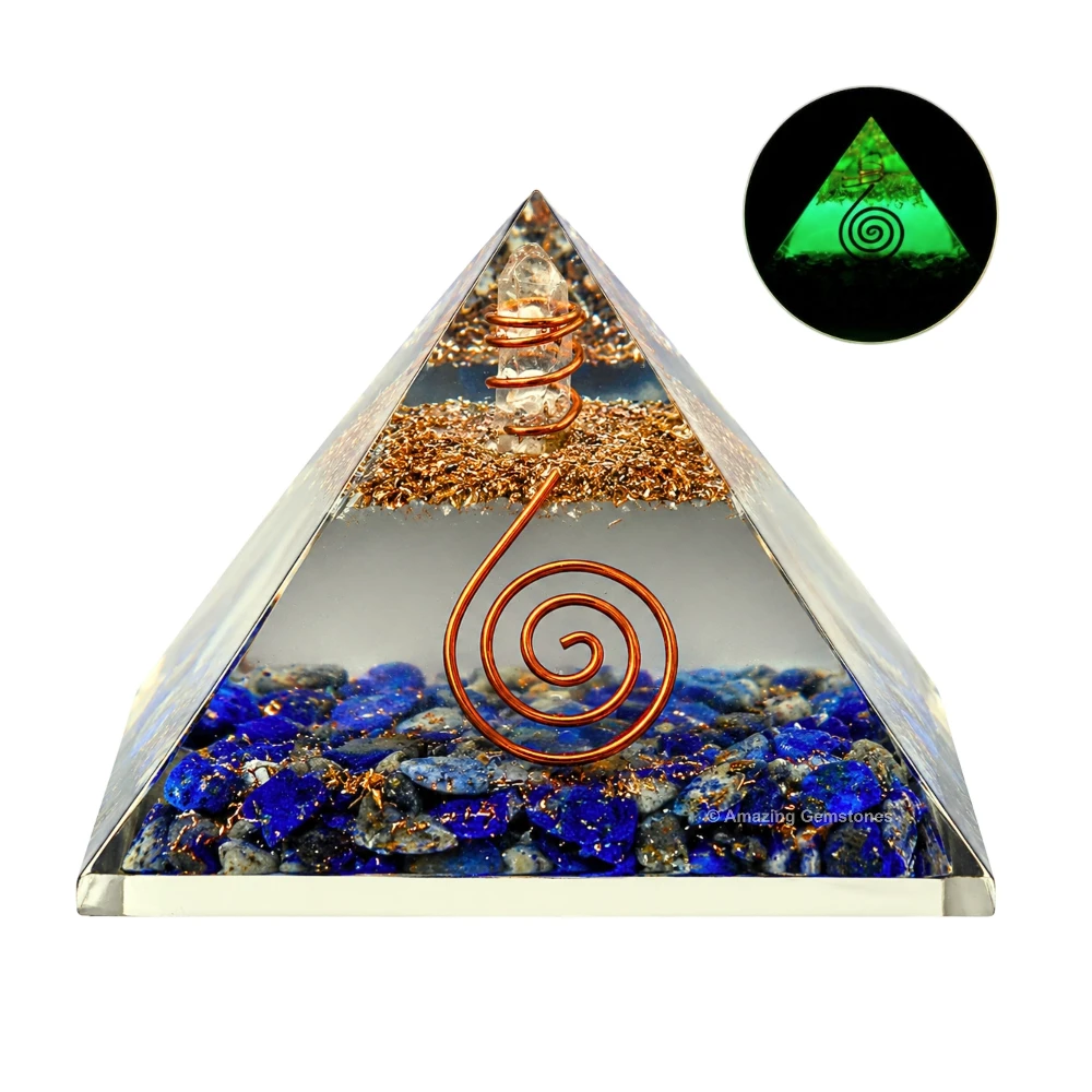 Lapis Lazuli Orgone Pyramid - Glow in Dark