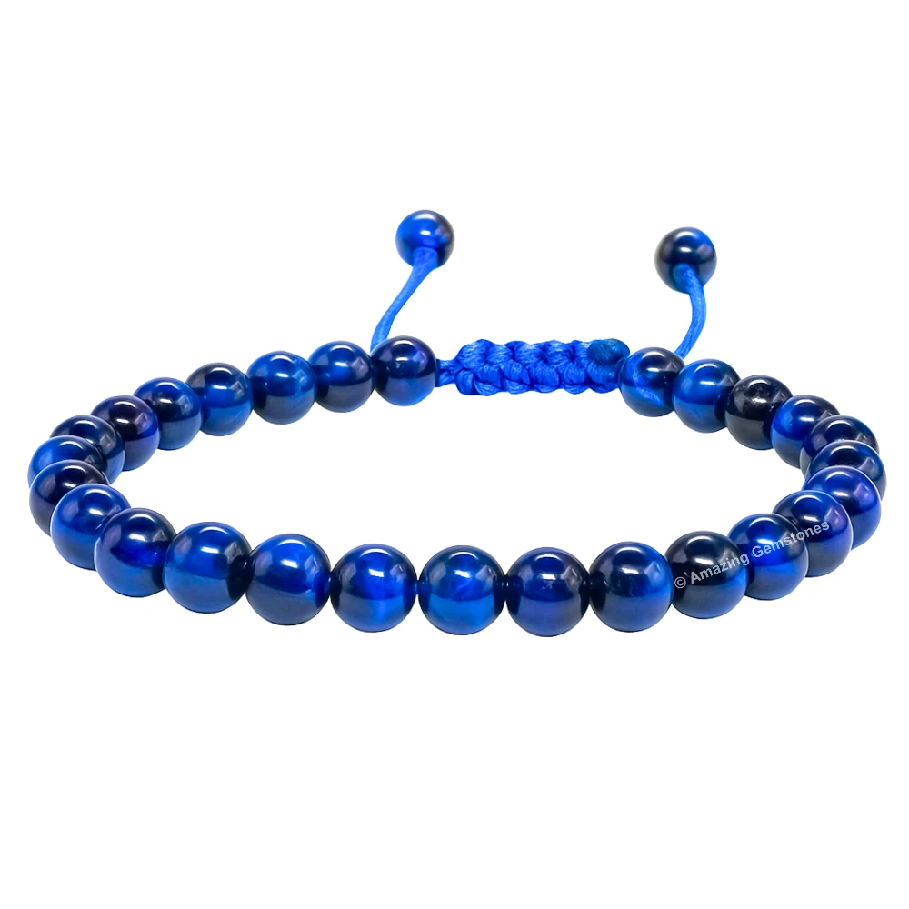 Blue Cats Eye Healing Crystal Bracelets - 6mm Beads (Adjustable)