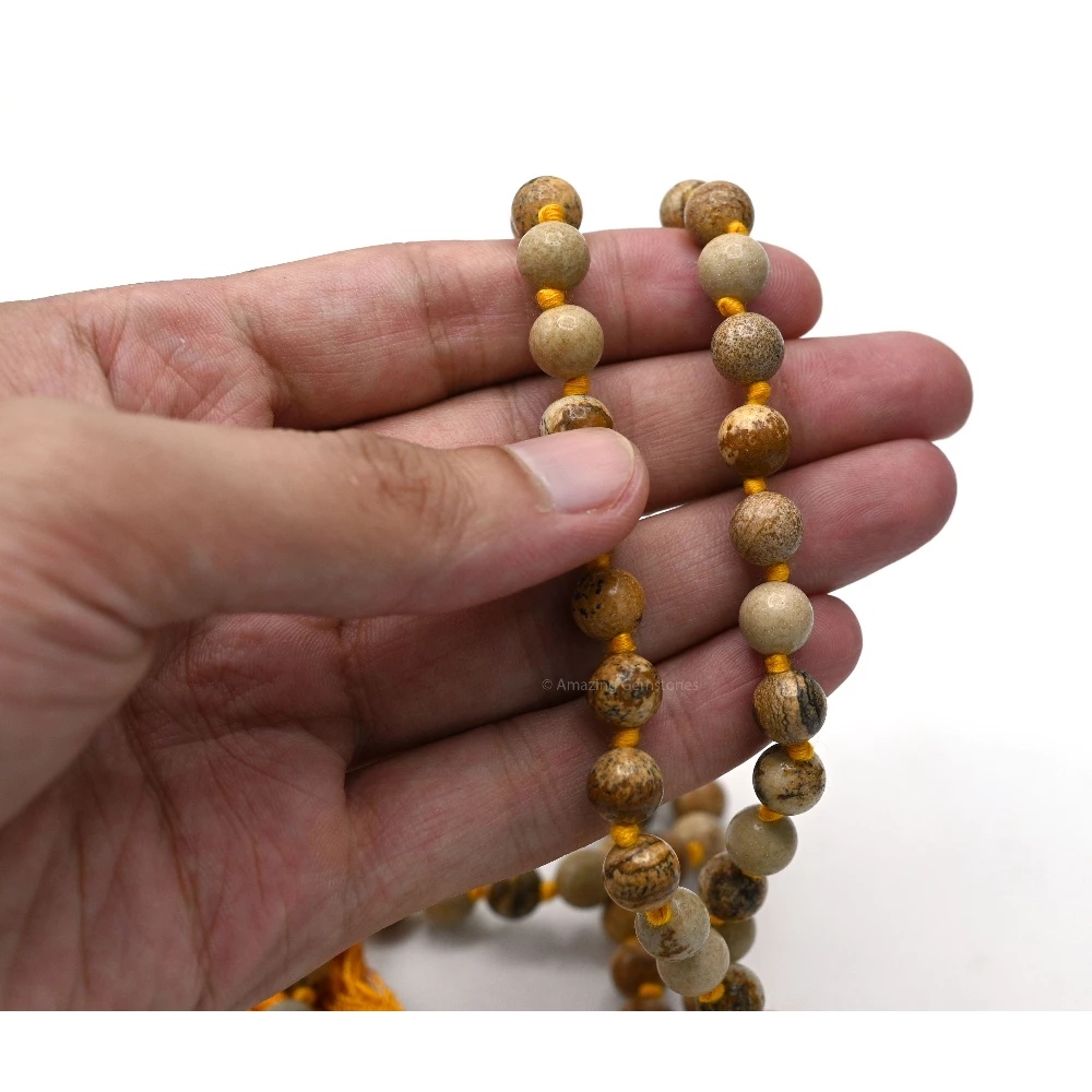 Picture Jasper Mala (Hand Knotted)