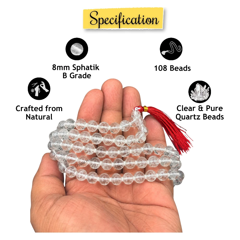 Sphatik Mala - B Grade 8mm Beads (Hand Knotted)