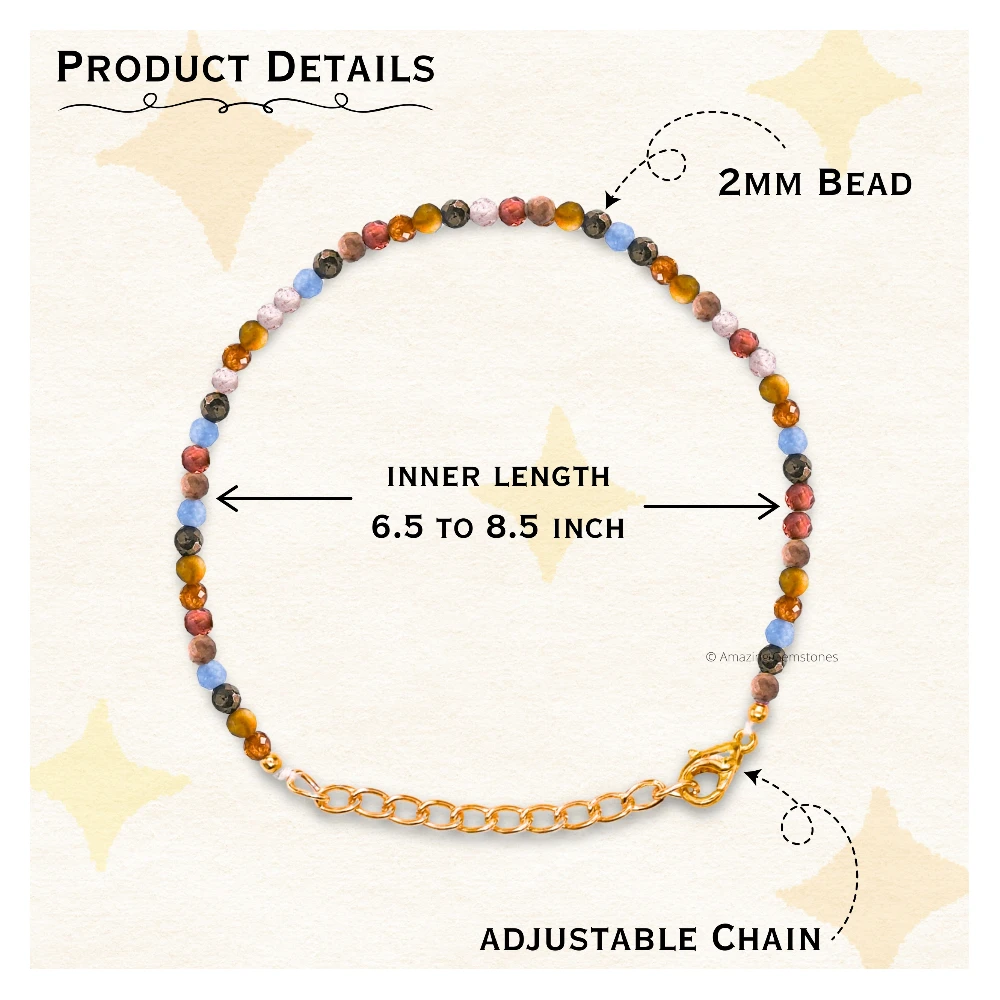 Mix Disco Crystal Bracelet - 2mm Faceted Bead (Gold)