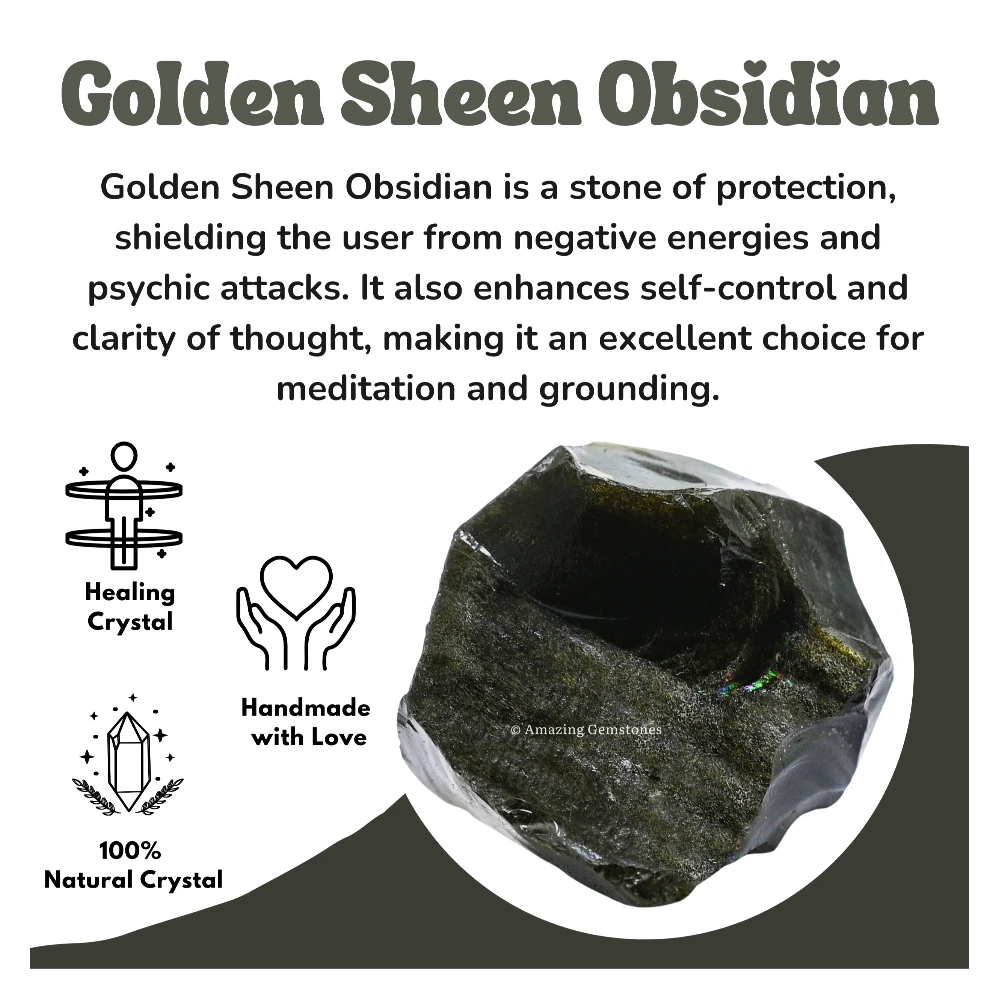 Golden Sheen Obsidian Raw Crystals (2 Pieces)