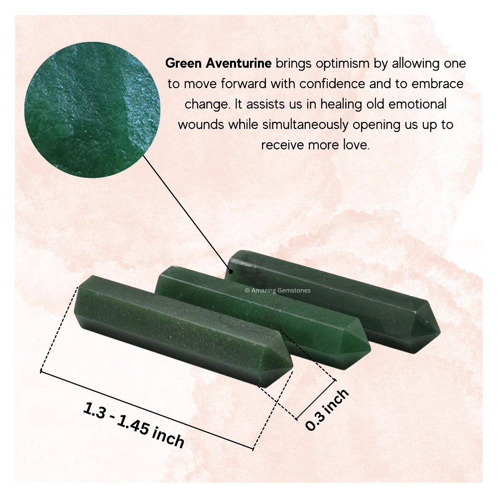 Green Aventurine (Dark) Pencil Points (Set of 3)