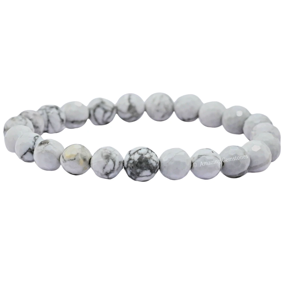 Howlite Bracelet (Faceted-Stretchable)