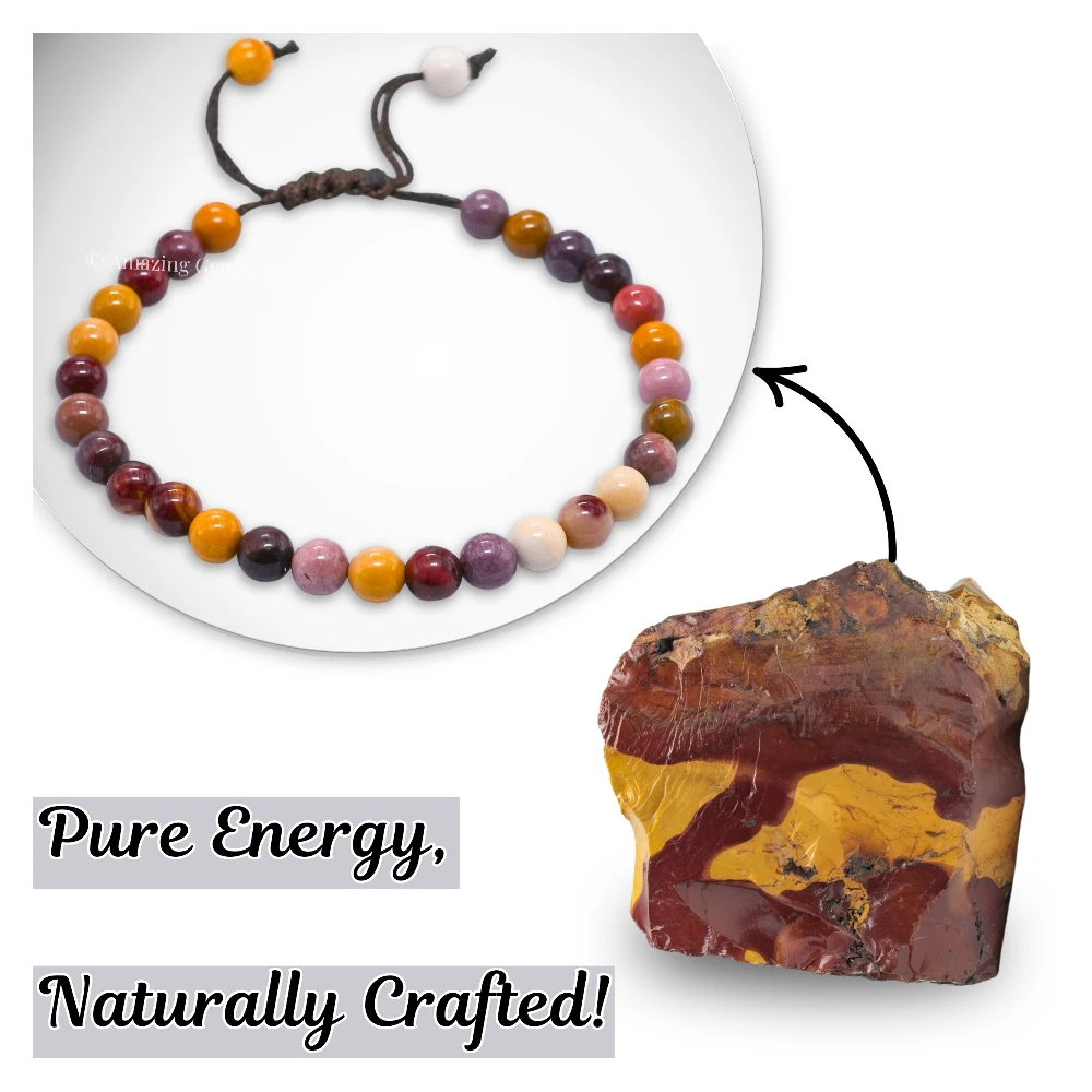 Mookaite Jasper Healing Crystal Bracelets - 6mm Beads (Adjustable)