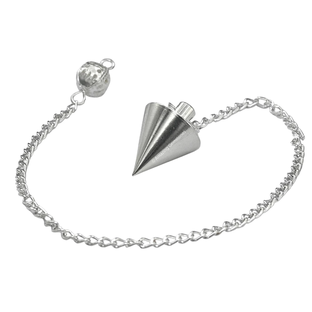 Copper Metal Pendulum - Silver Small Cone (MP67)