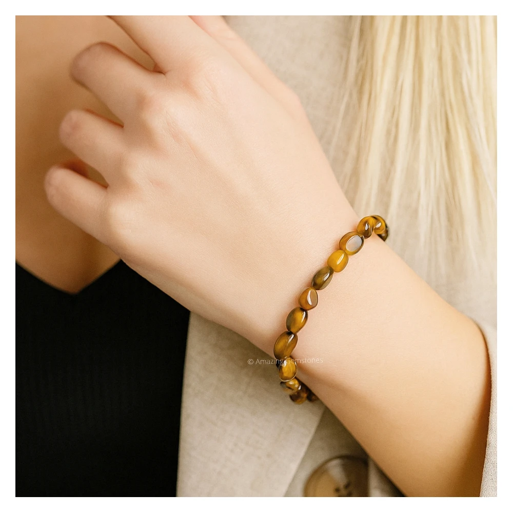 Tiger Eye Tumbled Stone Bracelet (Stretchable)