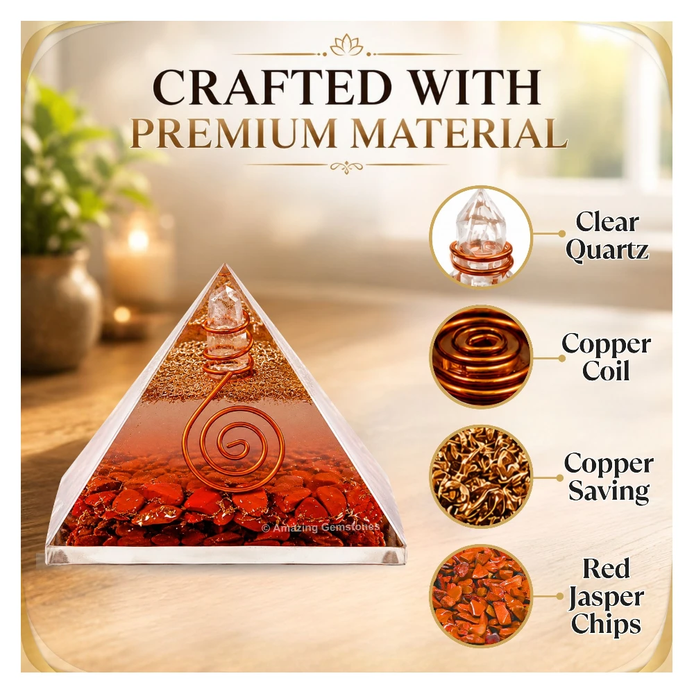 Red Jasper Orgone Pyramid - Glow in Dark