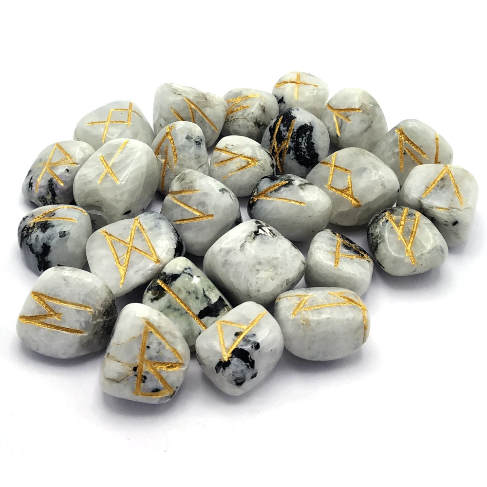 Rainbow Moonstone Rune Stones Set