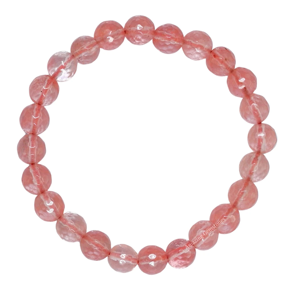 Cherry Quartz Bracelet (Faceted-Stretchable)