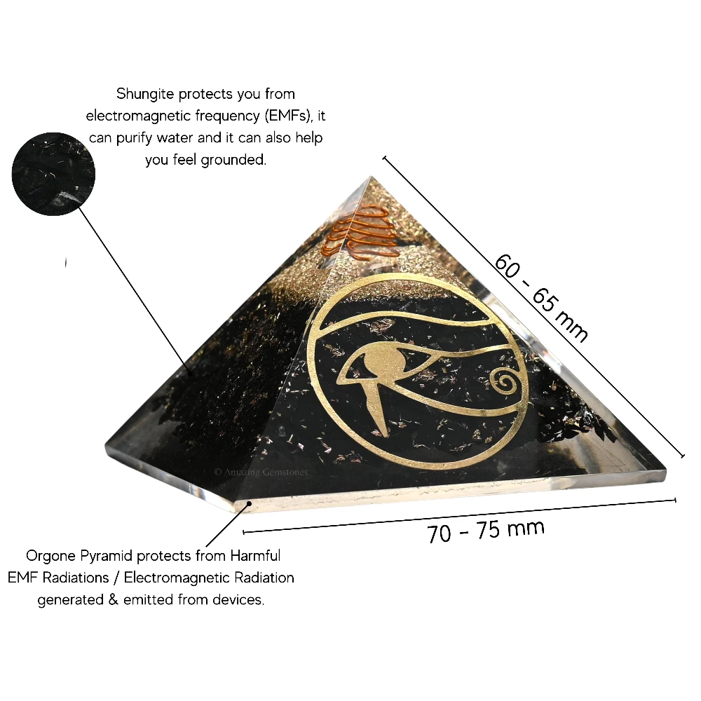 Shungite Orgone Pyramid - Eye of Horus