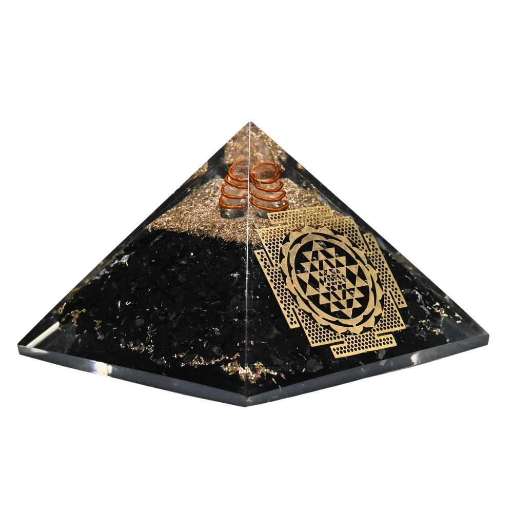 Black Tourmaline Orgone Pyramid - Big Sri Yantra