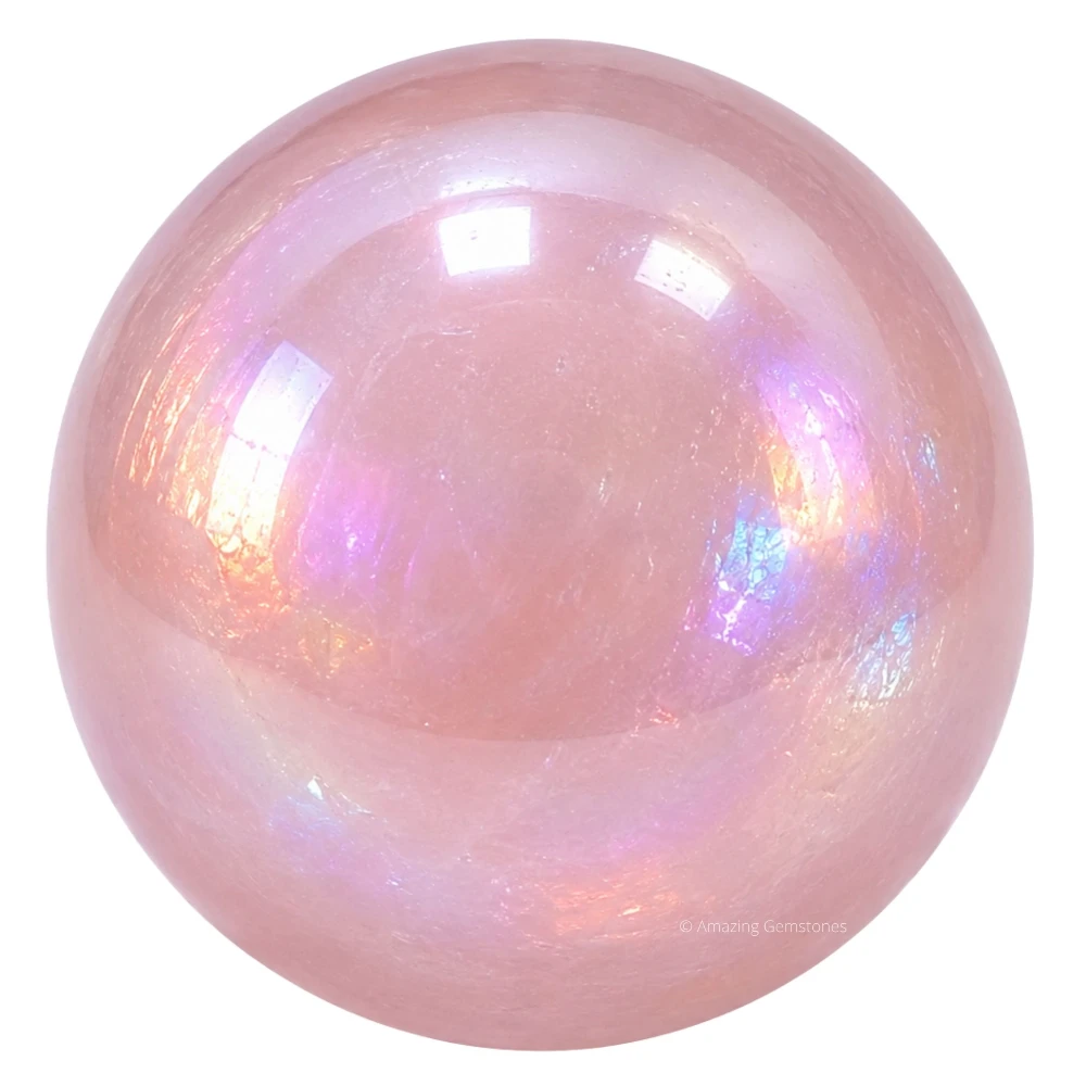 Large Angel Aura Rose Quartz Sphere (3 Inch)