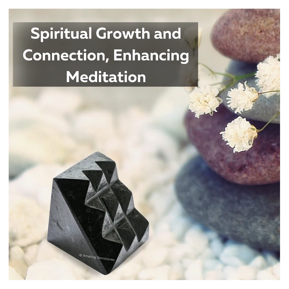 Black Tourmaline Lemurian Pyramid - Under 9 Pyramid Plate